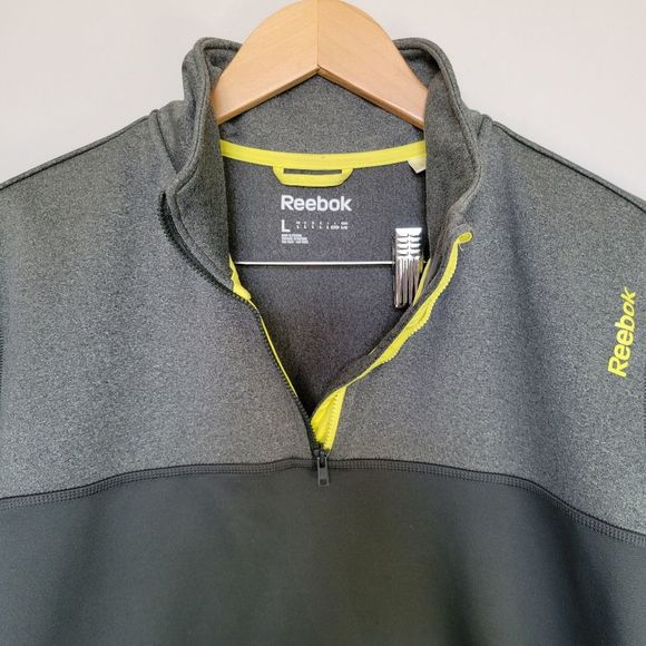Reebok Playwarm Men's Large 1/4 Zip Lightweight Sweatshirt Pullover Gray Green - Picture 8 of 16